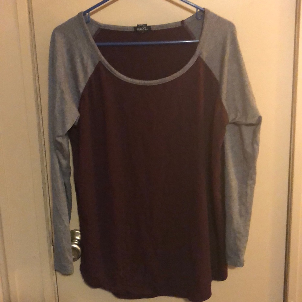 Maroon and gray long sleeve